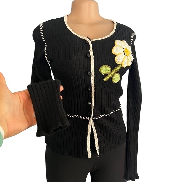 J.A.C Vintage Cottage Yellow Flower Cardigan - Picture 4 of 8